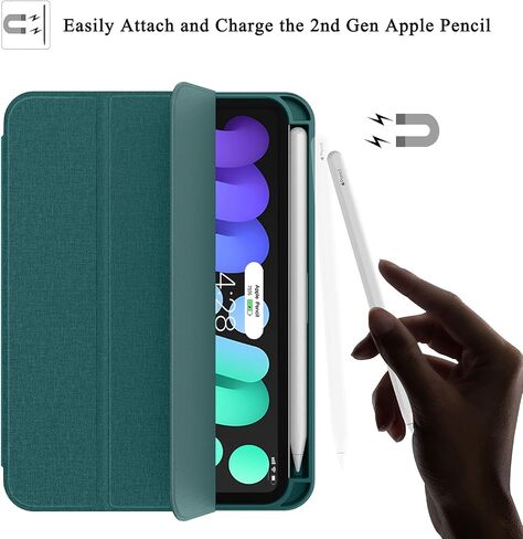 Soke New iPad Mini 6 Case 2021 with Pencil Holder - [Full Body Protection + 2nd Gen Apple Pencil Charging + Auto Wake/Sleep], Soft TPU Back Cover for 2021 iPad Mini 6th Generation 8.3 inch，Violet in Saudi Arabia