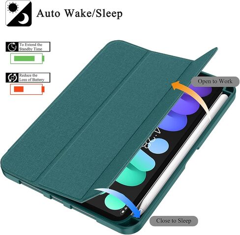 Soke New iPad Mini 6 Case 2021 with Pencil Holder - [Full Body Protection + 2nd Gen Apple Pencil Charging + Auto Wake/Sleep], Soft TPU Back Cover for 2021 iPad Mini 6th Generation 8.3 inch，Violet in Saudi Arabia