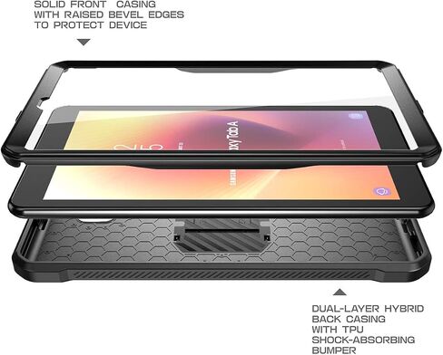 SUPCASE for Samsung Galaxy Tab A 8.0 Case SM-T387 (Unicorn Beetle Pro), [Built-in Screen Protector & Stand] Heavy Duty Full-Body Rugged Protective Tablet Case for Galaxy Tab A 8.0 (2018), Black in Saudi Arabia
