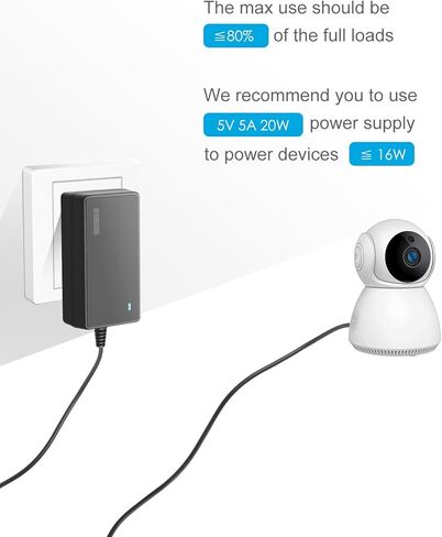 ALITOVE DC 5V مزود الطاقة 5 فولت 4A 20W محول الطاقة 5 Vdc 4Amp AC إلى DC محول محول متوافق 3A 2A 1A مع مقبس إخراج تيار مستمر 5.5 × 2.5 مم لطابعة LED ثلاثية الأبعاد كاميرا CCTV جهاز توجيه لاسلكي in Kuwait