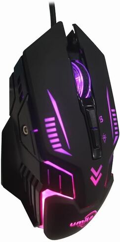 UMILA Wired Mouse Gamer، أجهزة كمبيوتر محمولة ذات ماوس سلكي، ماوس ألعاب للكمبيوتر الشخصي مع سلك، 7 ألوان RGB بإضاءة خلفية، ما يصل إلى 8000 نقطة في البوصة، لنظام التشغيل Windows، Vista، Linux، أسود in Kuwait