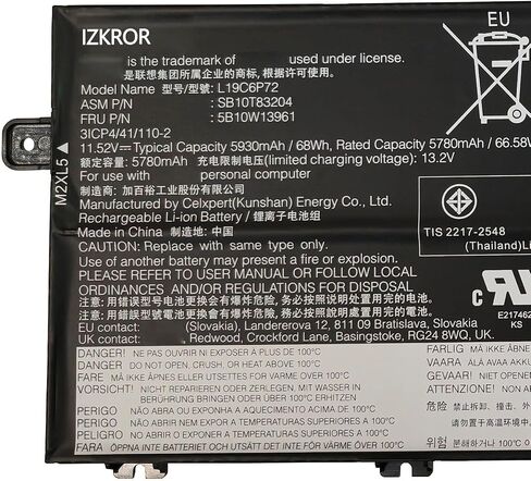 L19C6P72 68Wh 5930mAh بطارية بديلة لجهاز Lenovo ThinkPad T15P Gen 1 / T15P Gen 2 / T15P Gen 3 / P15V Gen 1 / P15V Gen 2 / P15V Gen 3 Series Laptop SB10T83204 5B10W13961 L19L6P72 11.52V in Saudi Arabia