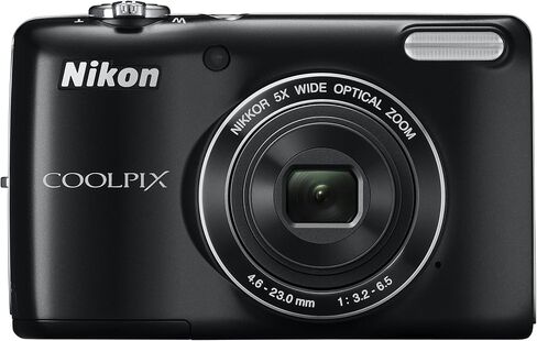 كاميرا رقمية Nikon COOLPIX L26 بدقة 16.1 ميجابكسل مع عدسة زجاجية NIKKOR تكبير 5x وشاشة LCD مقاس 3 بوصات (أسود) (متجددة) in Saudi Arabia