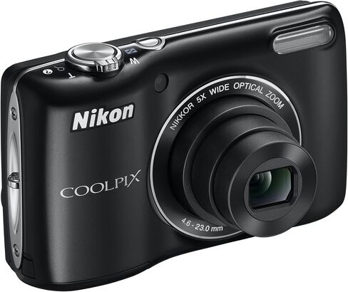 كاميرا رقمية Nikon COOLPIX L26 بدقة 16.1 ميجابكسل مع عدسة زجاجية NIKKOR تكبير 5x وشاشة LCD مقاس 3 بوصات (أسود) (متجددة) in Saudi Arabia