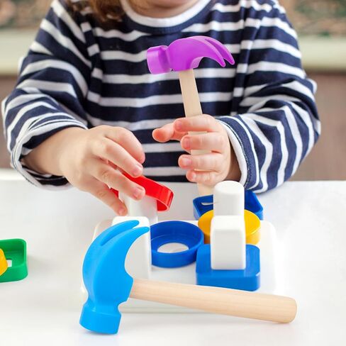 2 حزمة من ألعاب المطرقة الخشبية، أدوات صيانة المطارق المحاكاة، ألعاب تعليمية للأطفال، مستلزمات ألعاب حفلات أعياد الميلاد (أرجواني + أحمر وردي) in Saudi Arabia