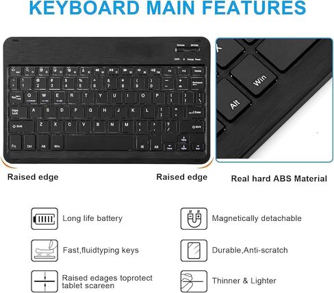 (4 في 1) واقي شاشة Onn Tablet Pro مقاس 11 بوصة ولوحة مفاتيح وحافظة شاشة وحافظة لجهاز Onn Tablet Pro مقاس 11 بوصة (أسود) in Kuwait