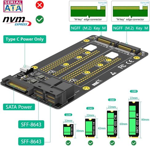 الإصدار الجديد من Mustpoint Dual M.2 NVME SSD إلى محول SFF-8643 المزدوج in Saudi Arabia