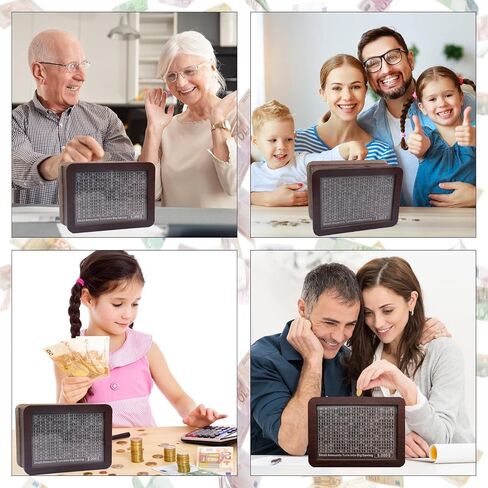صندوق توفير المال، صندوق نقود خشبي مع هدف نقود وأرقام، صندوق نقود لتحديات التوفير، صندوق توفير نقدي، بنك للأطفال البالغين (5000 دولار بني) in Saudi Arabia