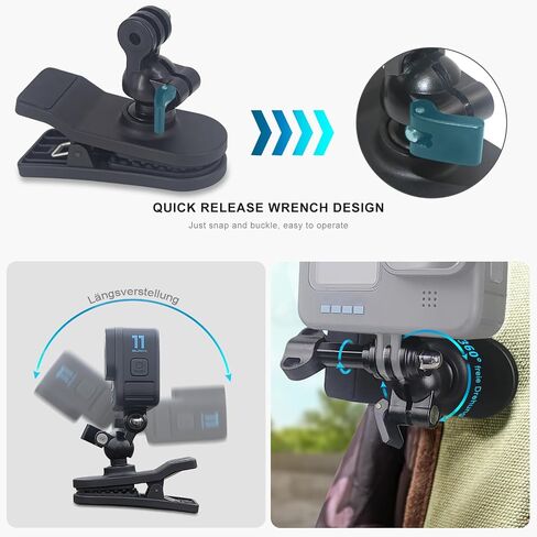 حزام ظهر FitTSTILL مزود بمشبك سريع التركيب متوافق مع Go Pro Hero 12,11,10,9,8,7,6,5,4,Session,3+,3,2,1,Hero (2018),Fusion,Max, كاميرات الأكشن أوسمو أكشن 4، أكشن 3 in Saudi Arabia