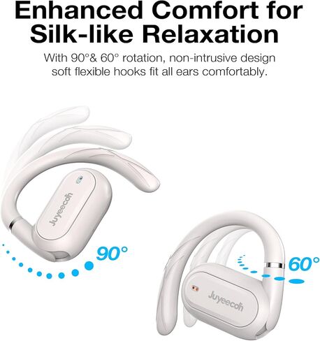 Open-Ear Bluetooth Wireless Sport Headphones - Bluetooth 5.3 Sweat Resistant Earphones for Workouts Running-Beige White in Saudi Arabia
