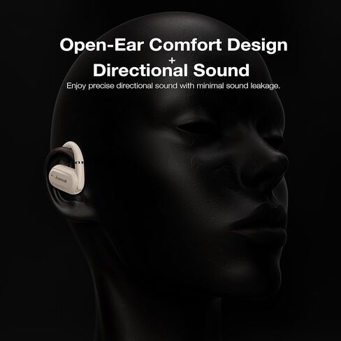 Open-Ear Bluetooth Wireless Sport Headphones - Bluetooth 5.3 Sweat Resistant Earphones for Workouts Running-Beige White in Saudi Arabia
