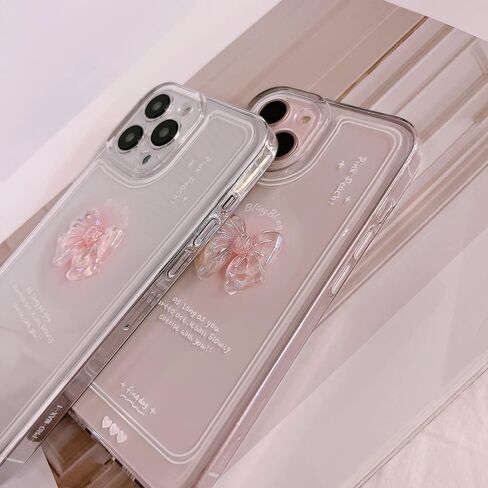 Ownest Compatible for iPhone 13 Cute 3D Pink Bowknot Slim Clear Aesthetic Design Women Teen Girls Camera Lens Protection Phone Cases Cover in Kuwait