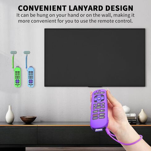 3 Pcs Silicone Remote Case Cover for Roku Voice Remote Pro (2nd Ed.), Anti Slip Shockproof Remote Protective Sleeve for RCB1R(2024) with Lanyard (Purple+Glow Blue+Glow Green) in Saudi Arabia