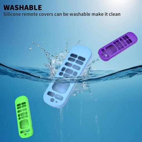 3 Pcs Silicone Remote Case Cover for Roku Voice Remote Pro (2nd Ed.), Anti Slip Shockproof Remote Protective Sleeve for RCB1R(2024) with Lanyard (Purple+Glow Blue+Glow Green) in Saudi Arabia