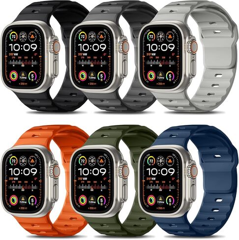 Wepro 6 Pack Sport Band Compatible with Apple Watch Ultra 2/Ultra Band 49mm 46mm 45mm 44mm 42mm for Men, Soft Silicone Waterproof Rugged Breathable Strap for iWatch Series 10 9 8 7 6 SE 5 4 3 2 1 in Saudi Arabia