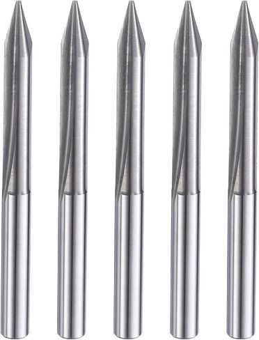 HARFINGTON 5 قطع CNC V Bit 30 درجة 1/8 "عرقوب 0.1 مم طرف نقش V بت كربيد الشطب نهاية مطحنة مع 2 مزامير مستقيمة CNC الخشب نحت بت أداة للخشب الرقائقي الأكريليك MDF حروف in Kuwait