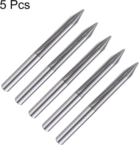 HARFINGTON 5 قطع CNC V Bit 30 درجة 1/8 "عرقوب 0.1 مم طرف نقش V بت كربيد الشطب نهاية مطحنة مع 2 مزامير مستقيمة CNC الخشب نحت بت أداة للخشب الرقائقي الأكريليك MDF حروف in Kuwait
