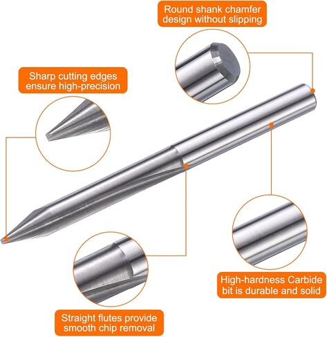 HARFINGTON 5 قطع CNC V Bit 30 درجة 1/8 "عرقوب 0.1 مم طرف نقش V بت كربيد الشطب نهاية مطحنة مع 2 مزامير مستقيمة CNC الخشب نحت بت أداة للخشب الرقائقي الأكريليك MDF حروف in Kuwait