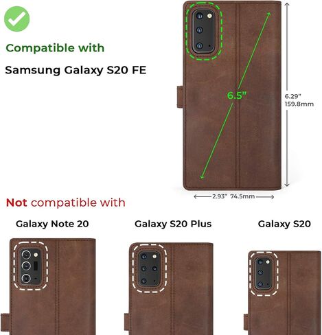 محفظة جلد Snakehive لهاتف Samsung Galaxy S20 FE - حافظة هاتف من الجلد الحقيقي - جلد طبيعي مع حامل عرض و3 حامل بطاقات - غطاء قابل للطي مع فتحة للبطاقة (أخضر) in Saudi Arabia