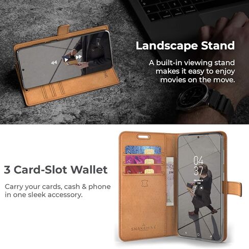 Snakehive Leather Wallet for Samsung Galaxy S20 FE - Real Leather Wallet Phone Case - Genuine Leather with Viewing Stand and 3 Card Holder - Flip Folio Cover with Card Slot (Green) in Kuwait