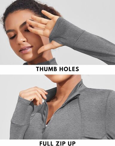 COOrun Women's Athletic Jackets Lightweight Running Workout Jacket Full Zip Track Tops Sportswear with Thumb Holes in Kuwait