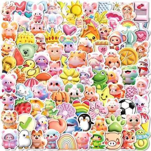 100 PCS Stickers for Kids,Cute Water Bottle Stickers,Waterproof Vinyl Stickers for Water Bottle Laptop Notebook,Kawaii Animal Stickers for Teens Girls Boys Students(Big Sticker Packs) in Saudi Arabia
