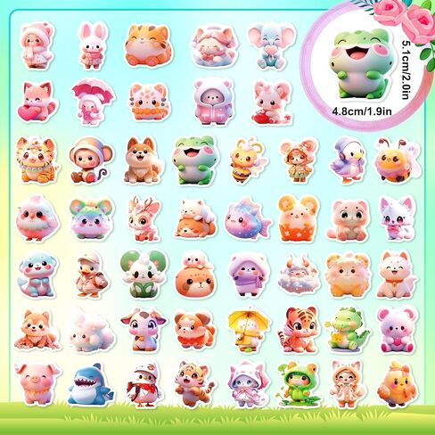 100 PCS Stickers for Kids,Cute Water Bottle Stickers,Waterproof Vinyl Stickers for Water Bottle Laptop Notebook,Kawaii Animal Stickers for Teens Girls Boys Students(Big Sticker Packs) in Saudi Arabia