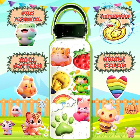 100 PCS Stickers for Kids,Cute Water Bottle Stickers,Waterproof Vinyl Stickers for Water Bottle Laptop Notebook,Kawaii Animal Stickers for Teens Girls Boys Students(Big Sticker Packs) in Saudi Arabia