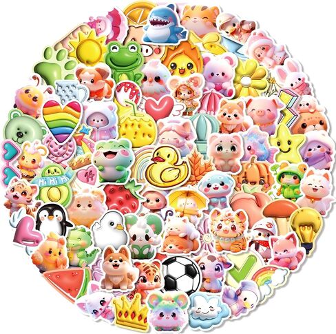 100 PCS Stickers for Kids,Cute Water Bottle Stickers,Waterproof Vinyl Stickers for Water Bottle Laptop Notebook,Kawaii Animal Stickers for Teens Girls Boys Students(Big Sticker Packs) in Saudi Arabia