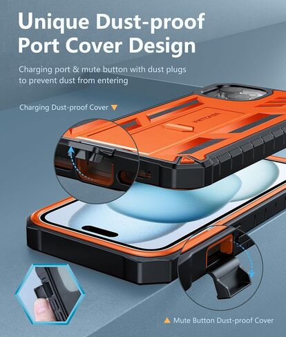 FNTCASE for iPhone 15 Plus Case: Drop Protection Rugged Belt-Clip Holster & Kickstand Military Grade Matte Textured TPU Shockproof Durable Protective Phone Cover 6.7 inch in Saudi Arabia