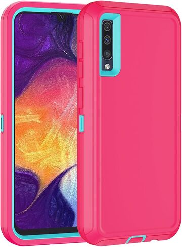 Galaxy A50 Case,Full-Body Shockproof Tri-Layer Heavy Duty Cover with Screen Protector for Samsung Galaxy A50 (Black) in Saudi Arabia