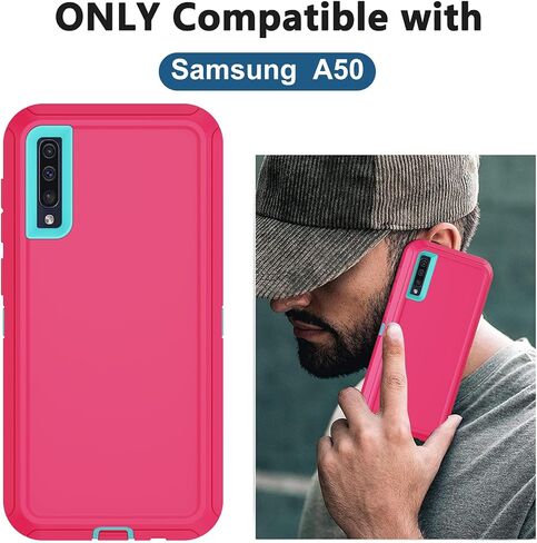 Galaxy A50 Case,Full-Body Shockproof Tri-Layer Heavy Duty Cover with Screen Protector for Samsung Galaxy A50 (Black) in Saudi Arabia