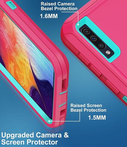 Galaxy A50 Case,Full-Body Shockproof Tri-Layer Heavy Duty Cover with Screen Protector for Samsung Galaxy A50 (Black) in Saudi Arabia
