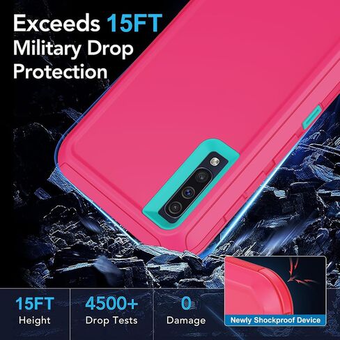 Galaxy A50 Case,Full-Body Shockproof Tri-Layer Heavy Duty Cover with Screen Protector for Samsung Galaxy A50 (Black) in Saudi Arabia