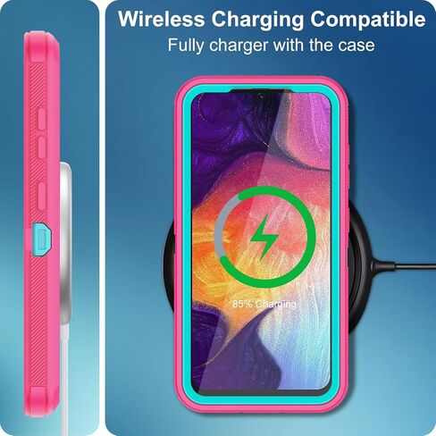 Galaxy A50 Case,Full-Body Shockproof Tri-Layer Heavy Duty Cover with Screen Protector for Samsung Galaxy A50 (Black) in Saudi Arabia