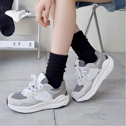 6 Pairs Slouch Socks Long Scrunch Knee High Boot Socks Knit Stacked Socks for Women in Saudi Arabia