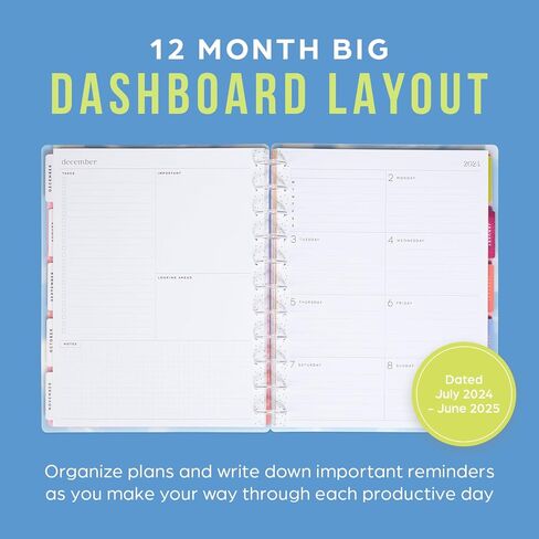 قرص Happy Planner ملزم بمخطط أكاديمي لمدة 12 شهرًا، يوليو 2024 - يونيو 2025 مخطط يومي إلى شهري، حجم كبير، تخطيط المعلم، نحن نعيد الكرة مرة أخرى، 72 صفحة، ورقتان لاصقتان، 8 1/2 بوصة × 11 بوصة in Kuwait