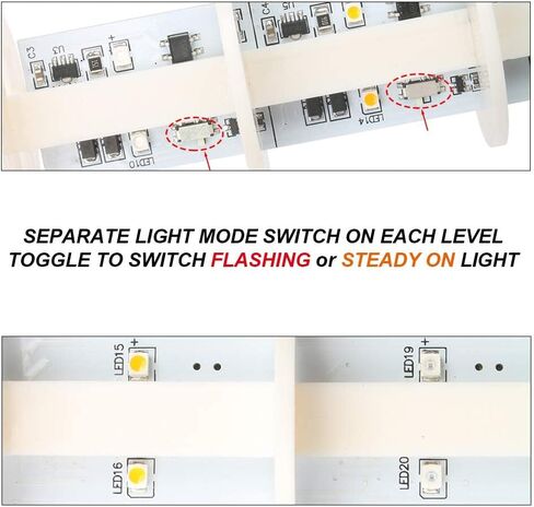 LUBAN Led Signal Tower Stack Lights, Industrial Signal Warning Lights, Column Tower Lamp Andon Lights with Rotatable Base, Steady/Flashing Light Switchable, 110V 220V AC(5-Layer, no Buzzer) in Saudi Arabia