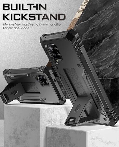 Poetic Revolution Case for Samsung Galaxy A42 5G, Built-in Screen Protector Work with Fingerprint ID, Full Body Rugged Shockproof Protective Cover Case with Kickstand, Black in Saudi Arabia