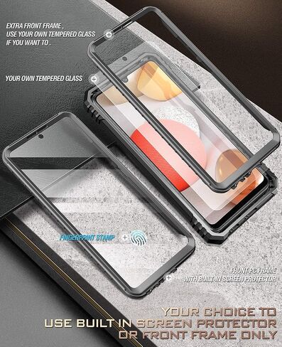 Poetic Revolution Case for Samsung Galaxy A42 5G, Built-in Screen Protector Work with Fingerprint ID, Full Body Rugged Shockproof Protective Cover Case with Kickstand, Black in Saudi Arabia