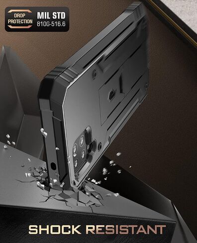 Poetic Revolution Case for Samsung Galaxy A42 5G, Built-in Screen Protector Work with Fingerprint ID, Full Body Rugged Shockproof Protective Cover Case with Kickstand, Black in Saudi Arabia