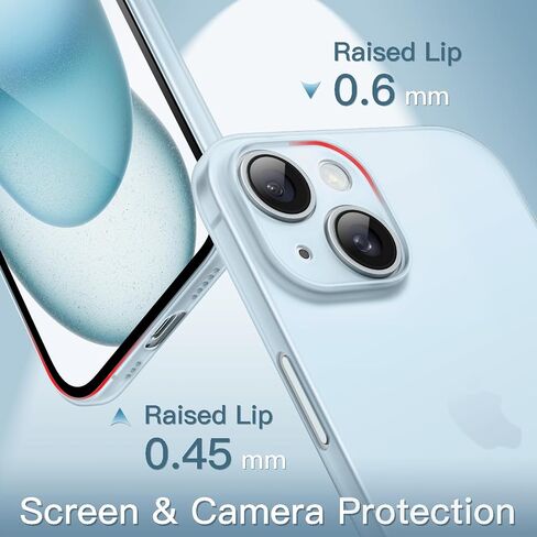 JETech Ultra Slim (0.35mm Thin) Case for iPhone 15 Plus 6.7-Inch, Camera Lens Cover Full Protection, Lightweight Matte Finish PP Hard Minimalist Case, Support Wireless Charging (Black) in Saudi Arabia