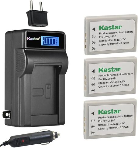 Kastar 4-Pack Li-80B Battery and LCD AC Charger Compatible with Olympus Li-80B, Konica Minolta NP-900 Battery, Olympus Li-80C Charger, DS-5080, DS-5330, DS-5341 DS-6330, DS-6340, DS-T5, SL-6, SL-63 in Saudi Arabia