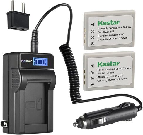 Kastar 4-Pack Li-80B Battery and LCD AC Charger Compatible with Olympus Li-80B, Konica Minolta NP-900 Battery, Olympus Li-80C Charger, DS-5080, DS-5330, DS-5341 DS-6330, DS-6340, DS-T5, SL-6, SL-63 in Saudi Arabia