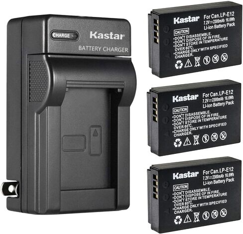 Kastar 4-Pack Battery and AC Wall Charger Replacement for Canon LP-E12 LPE12 Battery, Canon LC-E12 LC-E12E Charger, Canon EOS M50, EOS M50 Mark II, EOS M100, EOS M200, EOS Rebel SL1 Camera in Saudi Arabia