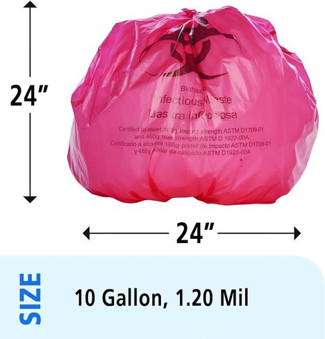 Stout by Envision"Envision ISR-33-H Infectious Waste Collection Bags, LLDPE, 33"" x 40"", 33 gal Capacity, 1.2 Mil Thickness, 3 Gallon, Red, Pack of 100" in Saudi Arabia