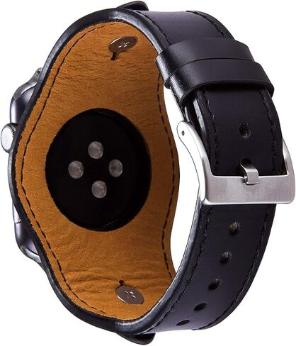 أساور أساور VIQIV متوافقة مع ساعة Apple 38 مم 42 مم 41 مم 40 مم 44 مم 45 مم سلسلة Iwatch SE 7 6 5 4 3 2 1، حزام معصم مجوهرات جلدي معدني أنيق للنساء والرجال باللون الأسود in Saudi Arabia