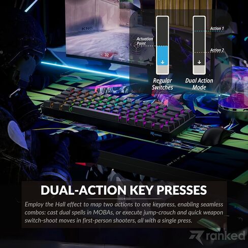 Ranked Master M65 HE 65% | Rapid Trigger Technology | Magnetic Mechanical Gaming Keyboard | 68 Keys RGB LED for PC/Mac Gamer | US Layout (Black, Clear Switch) in Saudi Arabia