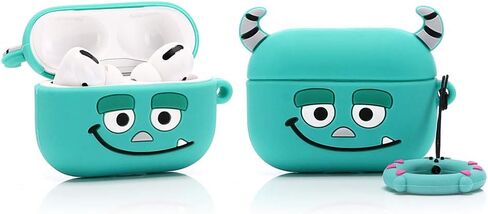 (4 عبوات) حافظة لجهاز AirPods Pro الجيل الثاني/الأول (2022/2019) مع حلقة تسلق، حافظة شحن كرتونية من السيليكون بتصميم لطيف من Suublg للأولاد والبنات (MN+MC+MrQ+Monster) in Kuwait