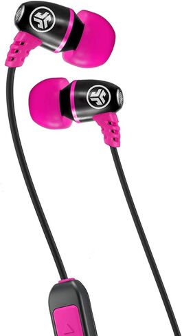 سماعات أذن معدنية لاسلكية متينة من جي لاب، أسود/وردي، محركات تيتانيوم 8 مم، عمر بطارية 6 ساعات، عزل الضوضاء، بلوتوث 5.0، تصنيف IP55 لمقاومة العرق، أطراف جل إضافية وزعانف مبطنة in Kuwait